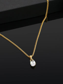 Estele - Gold Plated Solitaire Necklace with Crystals for Girls & Women