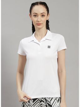 Rock.it - Women White Regular Fit Half Sleeve Polo T-shirt