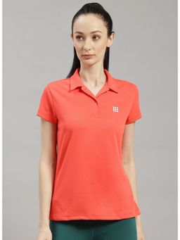 Rock.it - Women Orange Regular Fit Half Sleeve Polo T-shirt
