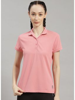 Rock.it - Women Pink Regular Fit Half Sleeve Polo T-shirt