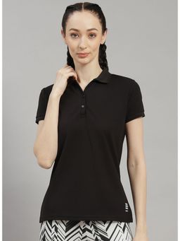 Rock.it - Women Black Regular Fit Half Sleeve Polo T-shirt