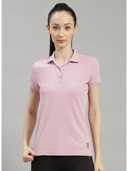 Rock.it - Women Mauve Regular Fit Half Sleeve Polo T-shirt