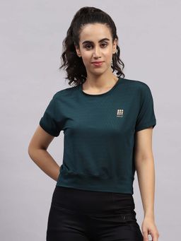 Rock.it - Women Teal Solid Round Neck Half Sleeve T-Shirt