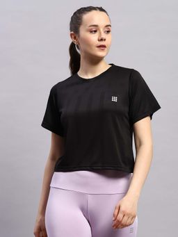 Rock.it - Womens Black Round Neck Half Sleeve Top