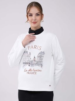 Monte Carlo - Women's White Round Neck Full Sleeve T-Shirt