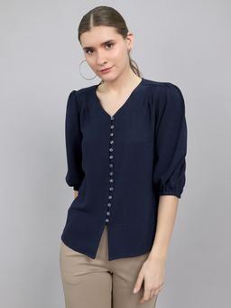 Monte Carlo - Women's Regular Fit Collar Neck Solid Blouse