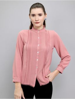 Monte Carlo - Women Peach Regular Fit Full Sleeve Shirt