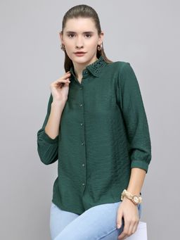 Monte Carlo - Women's Regular Fit Collar Neck Full Sleeve Self Design Shirt
