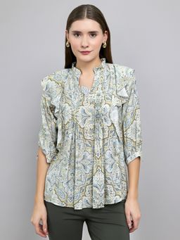 Monte Carlo - Women's Regular Fit V- Neck Floral Printed Top