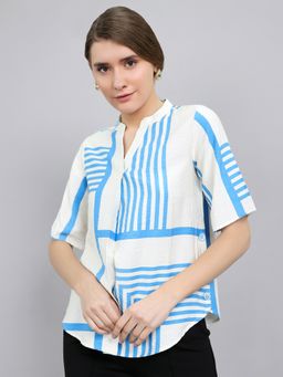 Monte Carlo - Women's Regular Fit V- Neck Striped Top