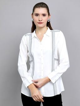 Monte Carlo - Women Regular Fit Full Sleeve Embroidered Shirt