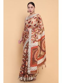 Soch - Women Brown Organza Printed Saree