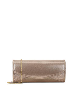 Lavie Signature - Osage Rectangle Textured Rose Gold Clutch with Detachable Chain Strap (L)