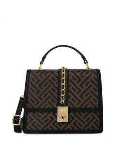 Lavie Paris - Mono Ll Vegan Leather Printed Khaki Handbag with Detachable Strap (S)