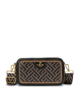 Lavie Paris - Mono Ll Vegan Leather Printed Khaki Sling Bag with Detachable Strap (S)