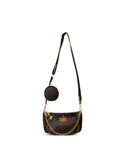 Lavie Paris - Mono Ll Printed Khaki Sling Bag with Detachable Strap & Coin Pouch (S)