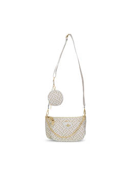 Lavie Paris - Mono Ll Printed White Sling Bag with Detachable Strap & Coin Pouch (S)