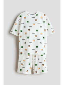H&M - Boys White Printed Cotton Pyjamas