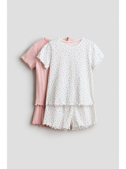 H&M - Girls White 2-Pack Cotton Pyjamas