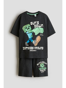H&M - Boys Grey Printed Cotton Pyjamas