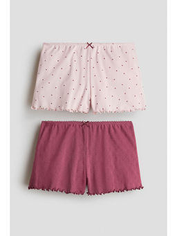 H&M - Girls Pink 2-Pack Overlocked Cotton Shorts