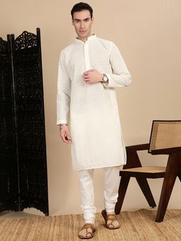 Sanwara - Handcrafted Off White Chikankari Cotton Kurta with Pant