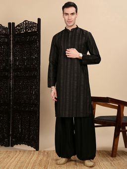 Sanwara - Handcrafted Black Textured Kurta with Salwar