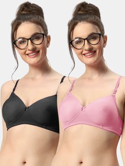Sonari - 007 Womens Lightly Padded Seamless Soft Cup Wireless T-Shirt Bras (Pack of 2)