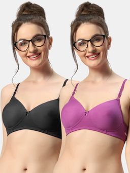 Sonari - 007 Womens Lightly Padded Seamless Soft Cup Wireless T-Shirt Bras (Pack of 2)