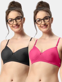 Sonari - 007 Womens Lightly Padded Seamless Soft Cup Wireless T-Shirt Bras (Pack of 2)