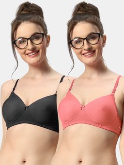 Sonari - 007 Womens Lightly Padded Seamless Soft Cup Wireless T-Shirt Bras (Pack of 2)