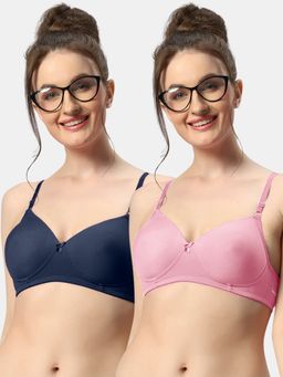 Sonari - 007 Womens Lightly Padded Seamless Soft Cup Wireless T-Shirt Bras (Pack of 2)