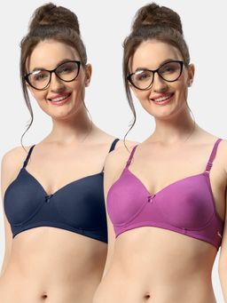 Sonari - 007 Womens Lightly Padded Seamless Soft Cup Wireless T-Shirt Bras (Pack of 2)