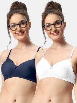 Sonari - 007 Womens Lightly Padded Seamless Soft Cup Wireless T-Shirt Bras (Pack of 2)