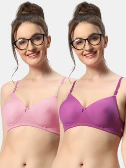 Sonari - 007 Womens Lightly Padded Seamless Soft Cup Wireless T-Shirt Bras (Pack of 2)