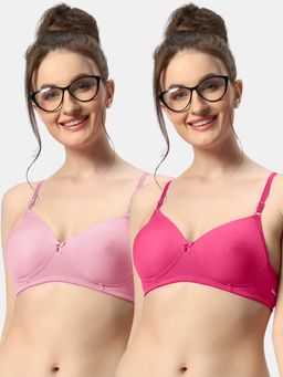 Sonari - 007 Womens Lightly Padded Seamless Soft Cup Wireless T-Shirt Bras (Pack of 2)