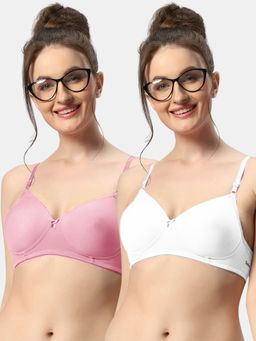 Sonari - 007 Womens Lightly Padded Seamless Soft Cup Wireless T-Shirt Bras (Pack of 2)