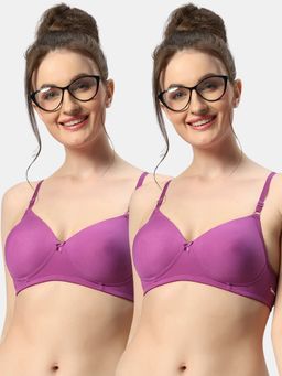 Sonari - 007 Womens Lightly Padded Seamless Soft Cup Wireless T-Shirt Bras (Pack of 2)