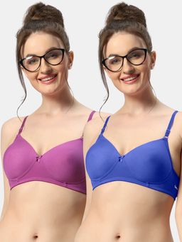 Sonari - 007 Womens Lightly Padded Seamless Soft Cup Wireless T-Shirt Bras (Pack of 2)