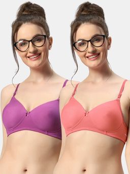 Sonari - 007 Womens Lightly Padded Seamless Soft Cup Wireless T-Shirt Bras (Pack of 2)