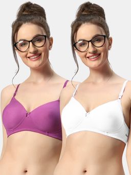 Sonari - 007 Womens Lightly Padded Seamless Soft Cup Wireless T-Shirt Bras (Pack of 2)