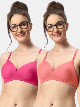 Sonari - 007 Womens Lightly Padded Seamless Soft Cup Wireless T-Shirt Bras (Pack of 2)