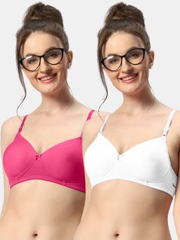 Sonari - 007 Womens Lightly Padded Seamless Soft Cup Wireless T-Shirt Bras (Pack of 2)