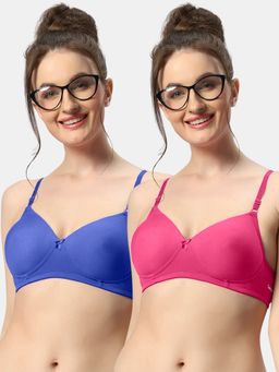 Sonari - 007 Womens Lightly Padded Seamless Soft Cup Wireless T-Shirt Bras (Pack of 2)
