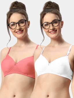 Sonari - 007 Womens Lightly Padded Seamless Soft Cup Wireless T-Shirt Bras (Pack of 2)