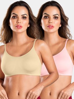 Sonari - Beginner Cami Bra for Womens Thin Strips, Full Coverage Bra (Pack of 2)