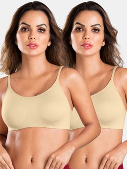 Sonari - Beginner Cami Bra for Womens Thin Strips, Full Coverage Bra (Pack of 2)