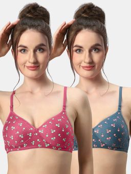 Sonari - Biba Womens Padded Non Wired Seamless Convertible Straps T-Shirt Bra (Pack of 2)