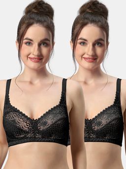 Sonari - C-9 Womens Lace Fabric Non-Padded Non-Wired Seamed T-Shirt Bra (Pack of 2)