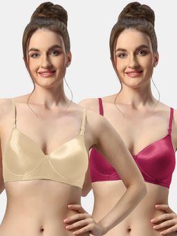 Sonari - Forum Womens Lightly Padded Non Wired Convertible Straps T-Shirt Bra (Pack of 2)